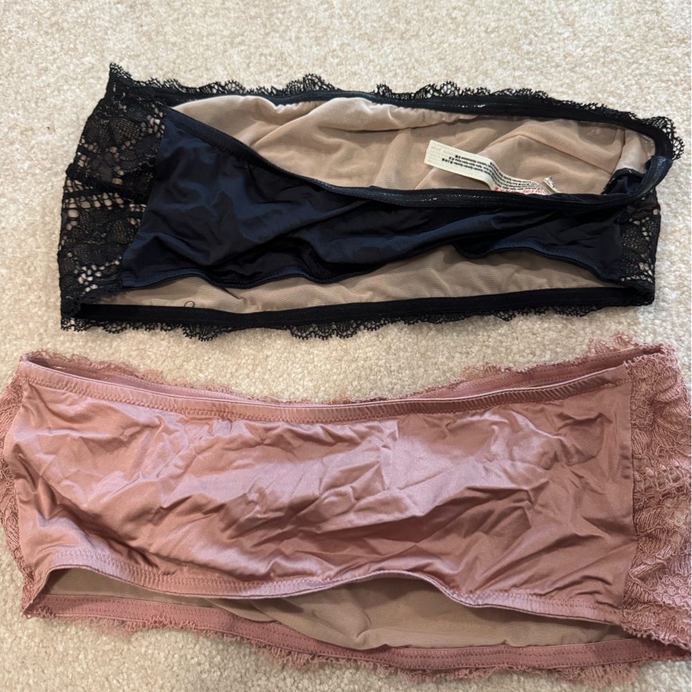 Free People Lace Bandeau Set - Black & Blush Pink - Picture 2 of 4